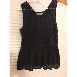 Black sheer floral tank